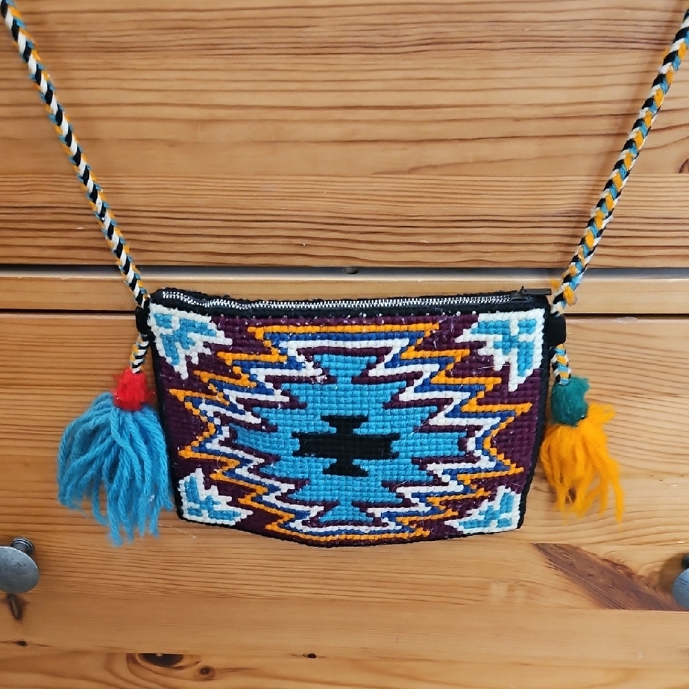 Turquoise Multicolor Handwoven Crossbody Bag
